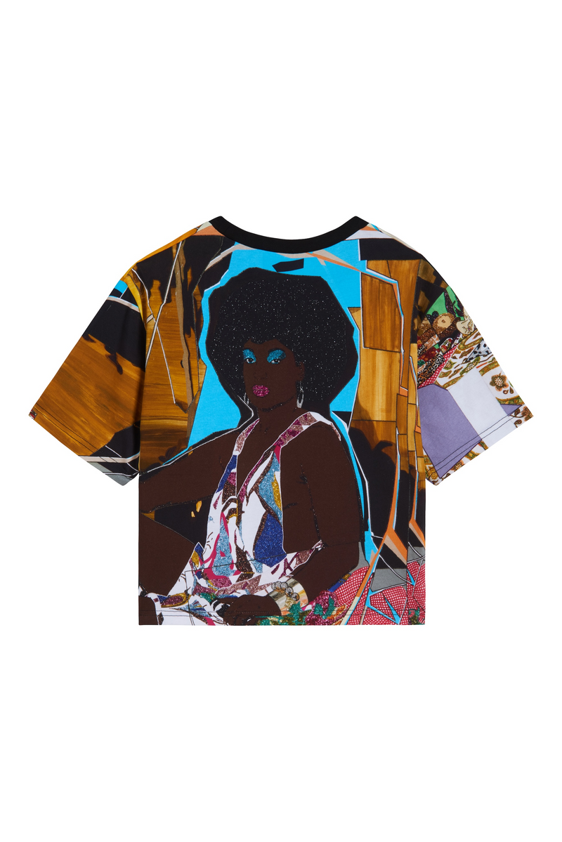 Trois Femme Noir Premium All-Over Print Womens Cropped T-shirt